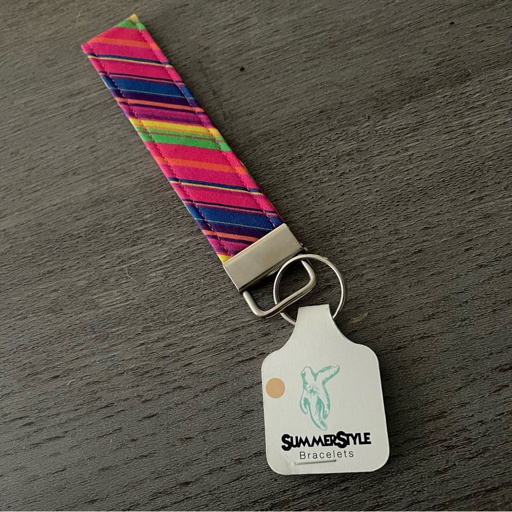 Colorful Striped Wristlet Keychain